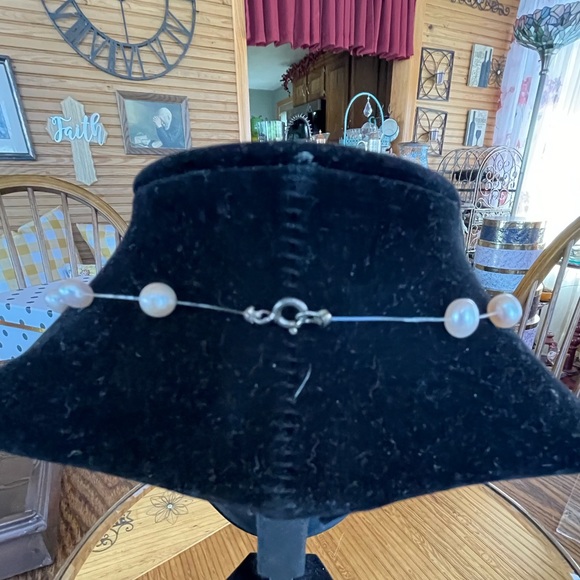 Fresh Water Pearl Floating Necklace with Signed 925 Silver Clasp - Picture 3 of 4